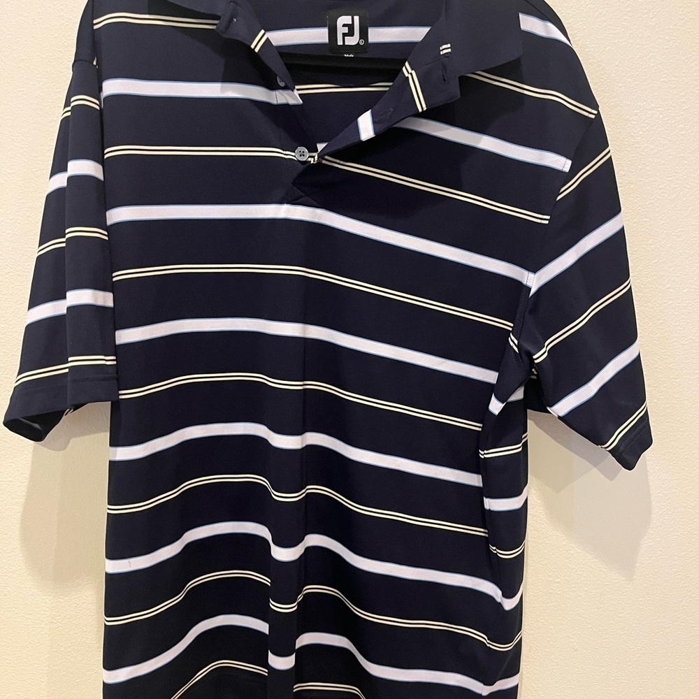 FootJoy Blue and White Striped Polo Shirt